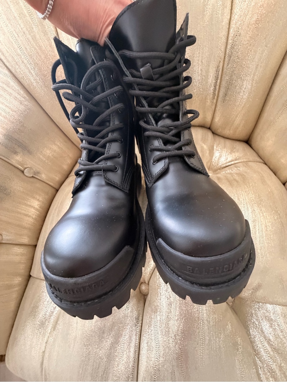 BALENCIAGA Black Combat Moto Boots